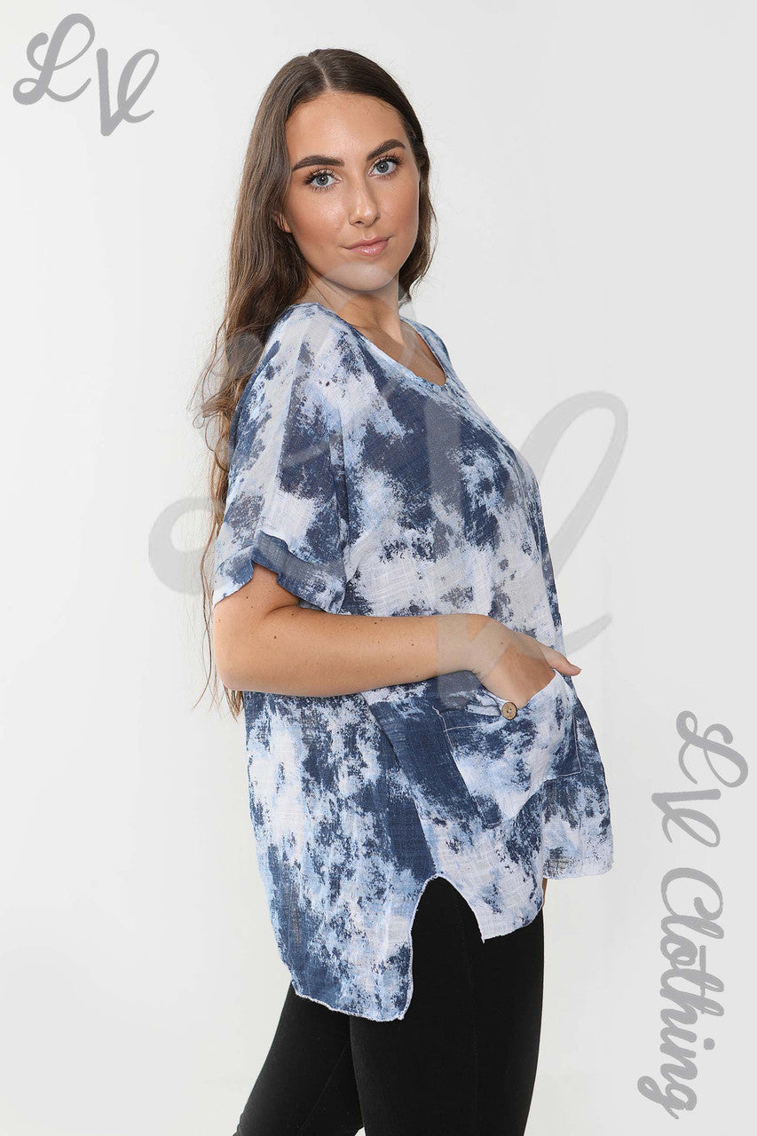 Ladies Acid Wash Tie Dye Top White - Unit Price £10.99