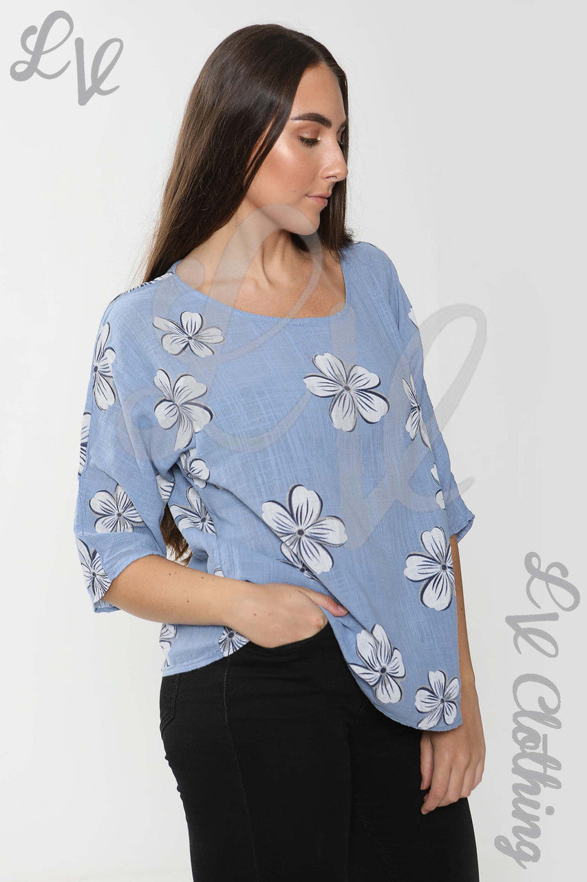 Ladies Daisy Print Top Denim - Unit Price £9.99