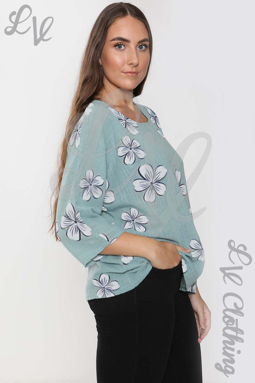 Ladies Daisy Print Top Tiffany - Unit Price £9.99