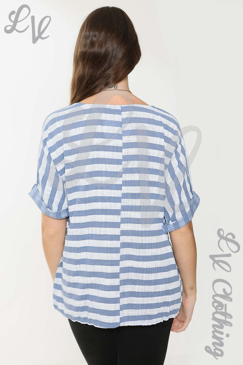 Ladies Wide Stripe Top Denim - Unit Price £8.99