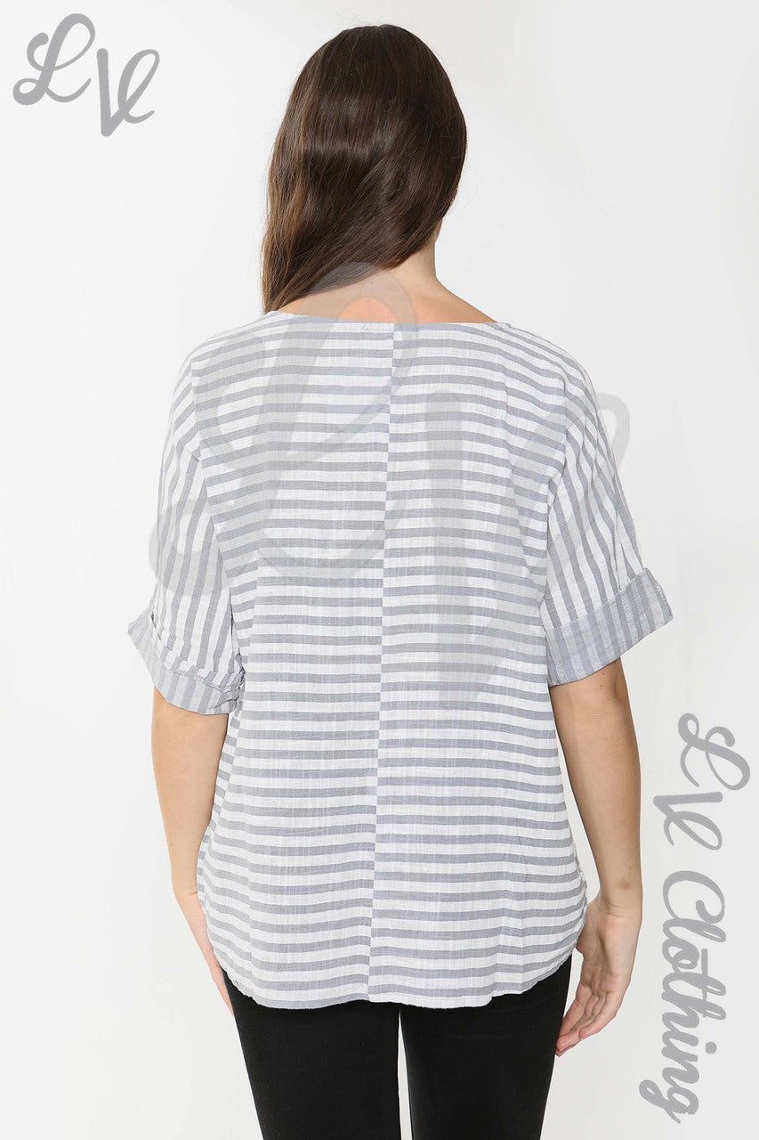 Dames Top Kleine Streep Zilvergrijs - Prijs per stuk €9,99