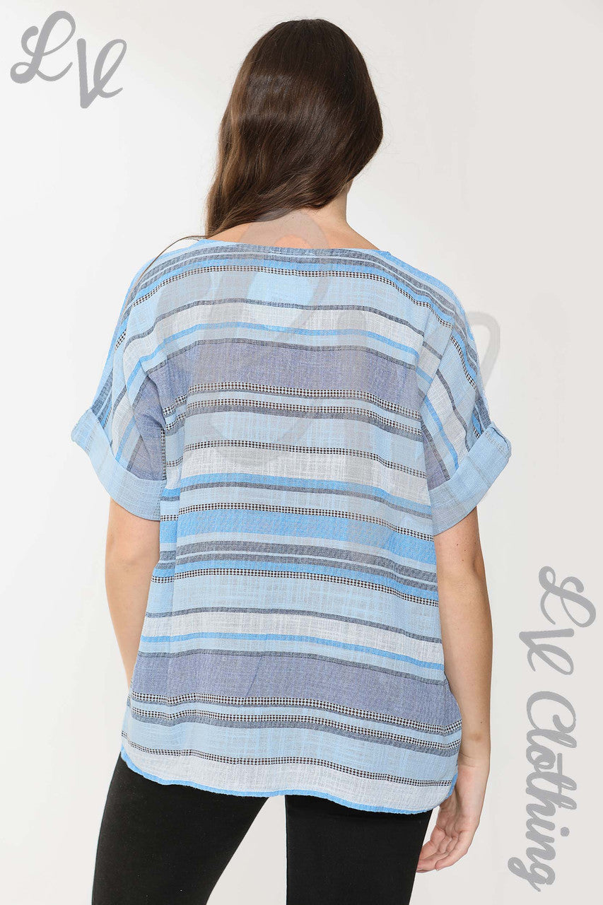 Ladies Stripe Mix Top Denim - Unit Price £8.99