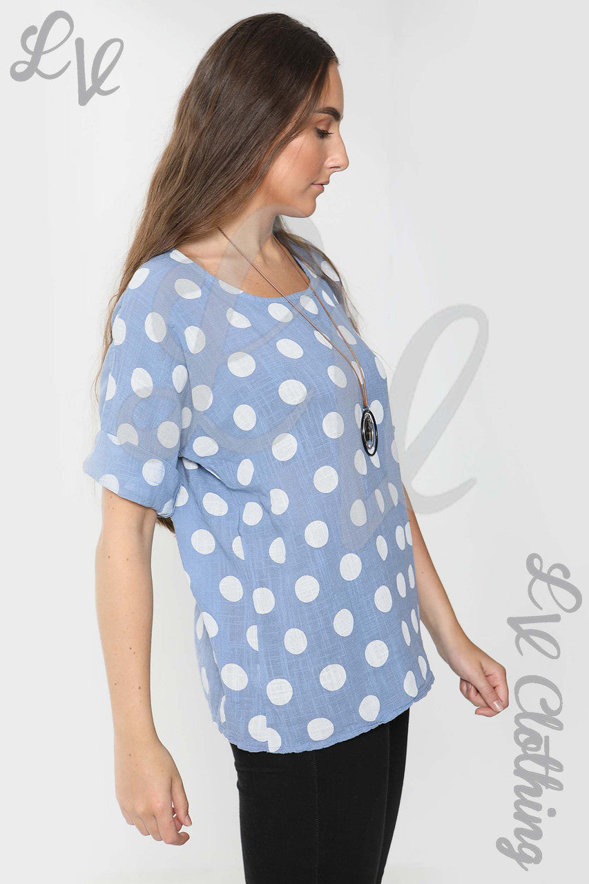 Dames Top met Stippenprint Denim - Prijs per stuk £ 9,99