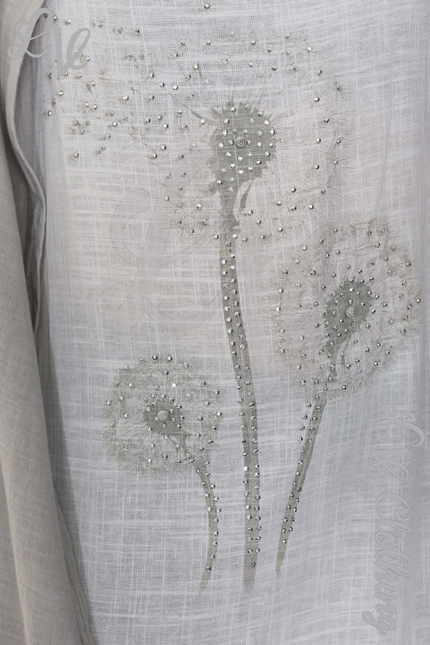Ladies Floral Graphic Sleeveless Dress & Cardigan 2 Piece Set Silver Grey - Unit Price £17.99