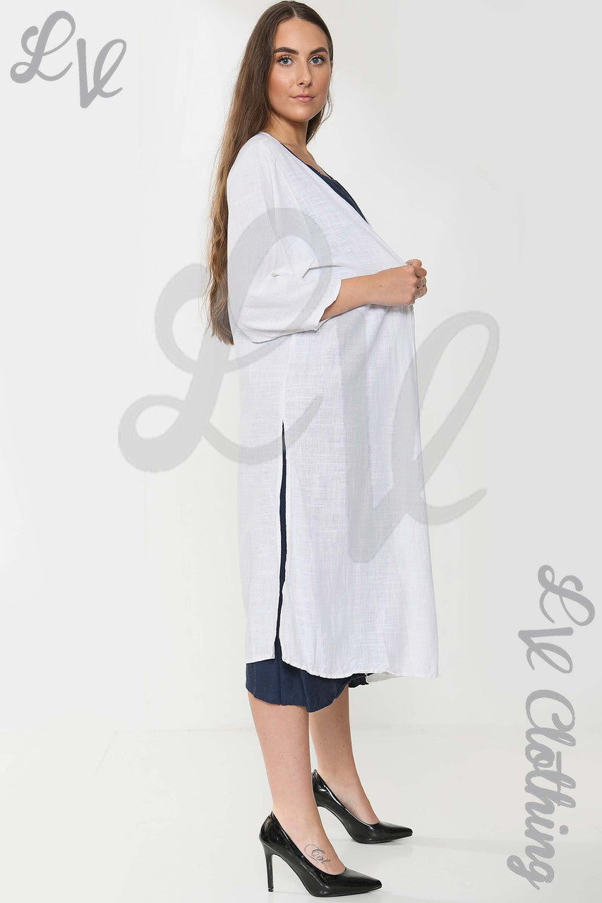 Ladies Floral Graphic Sleeveless Dress & Cardigan 2 Piece Set Navy - Unit Price £17.99