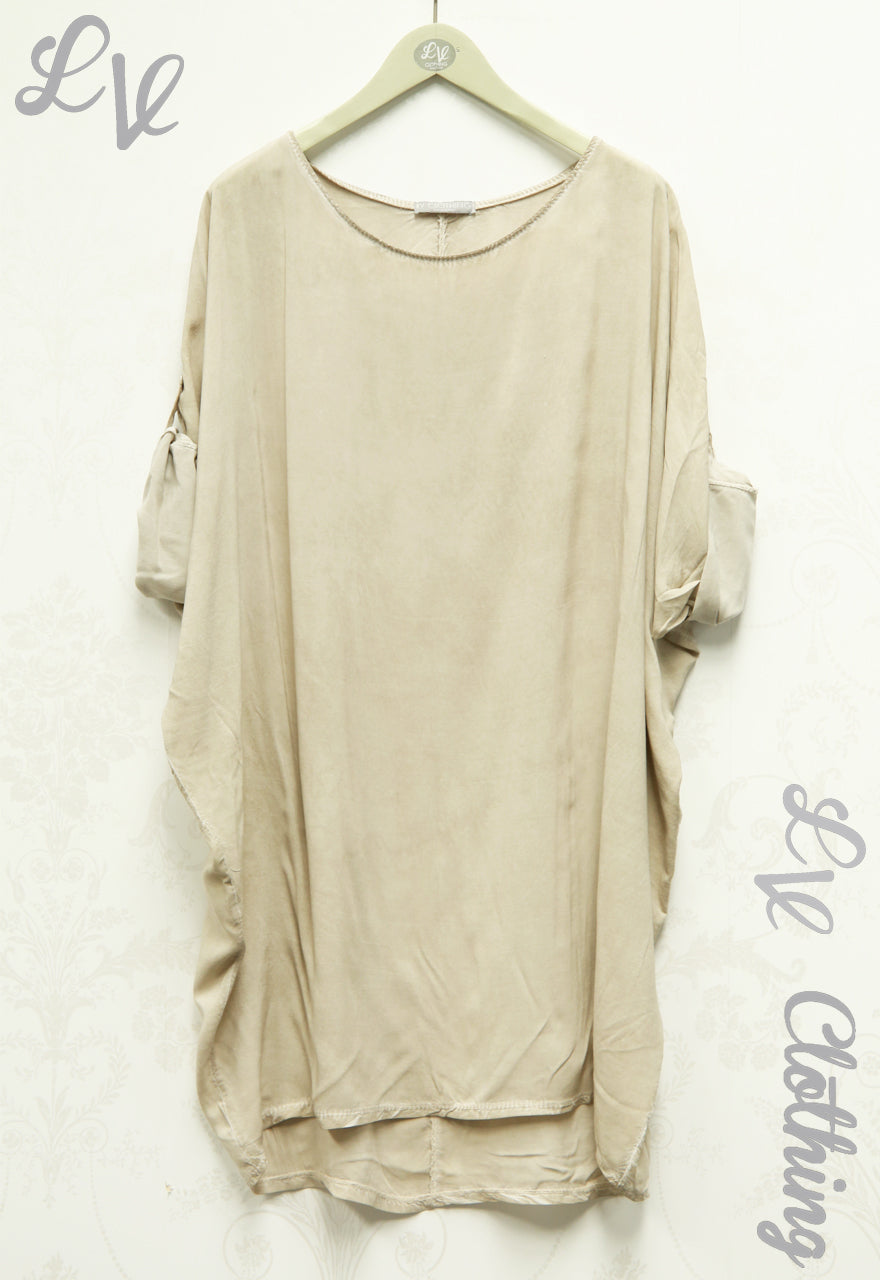 Ladies  Plain Oversized Tunic with 3/4 Length Sleeves £10.99
