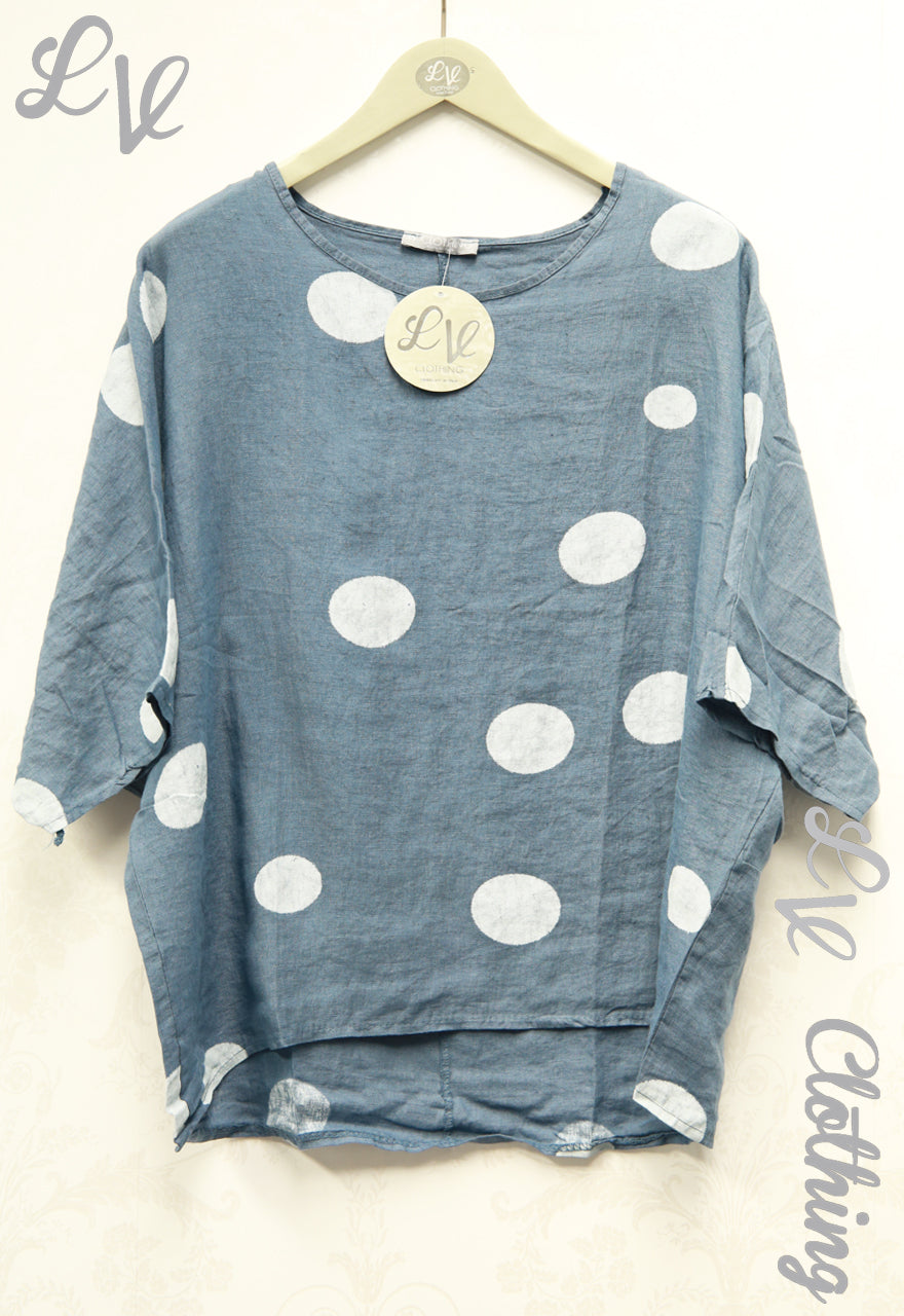 Ladies  Linen Polka Dot Smock Top £12.99
