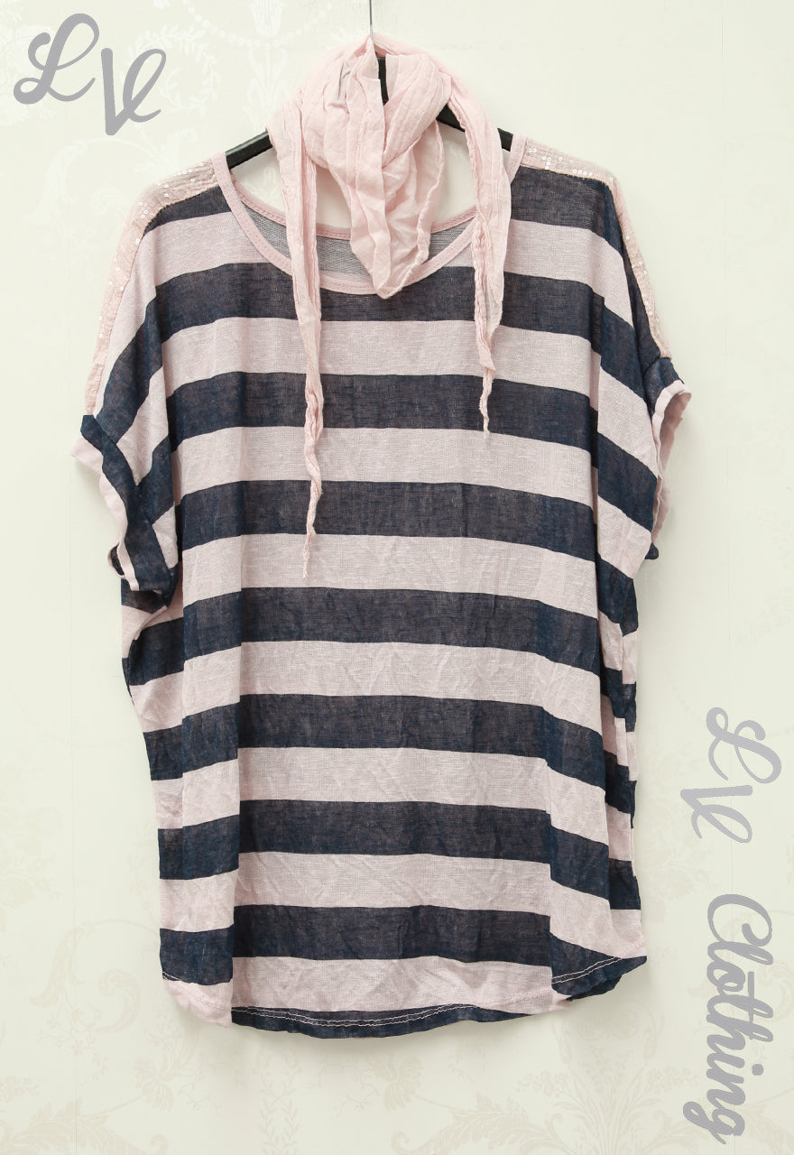 Ladies Short Sleeve Stripe Print Top £9.99