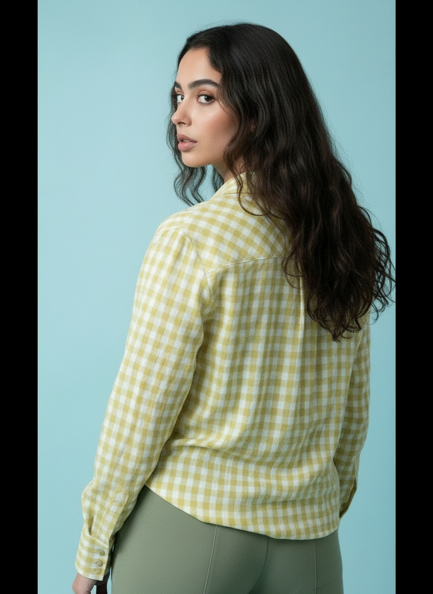Gingham Relaxed Fit Button-Down Shirt - Lemon