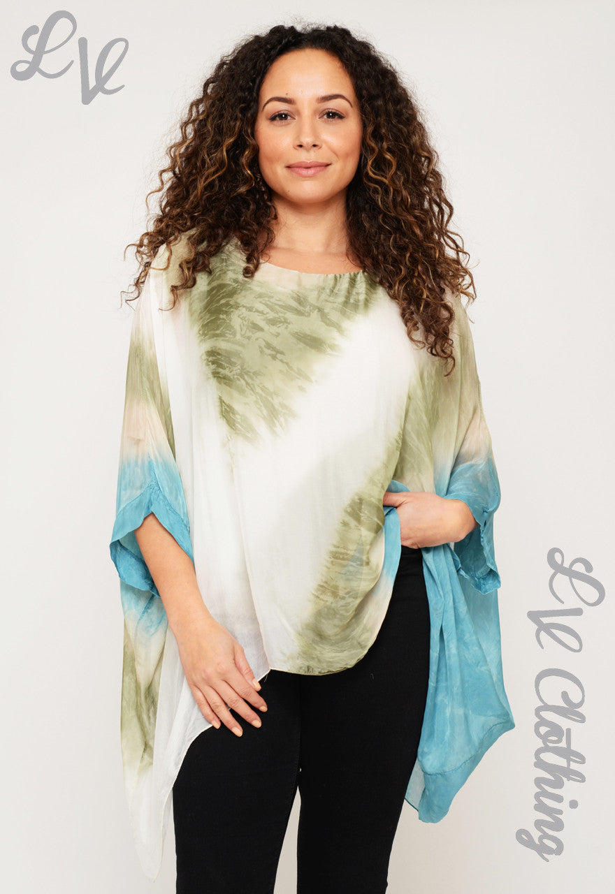 Ladies Batwing Abstract Tie-Dye Pattern Blouse £14.99