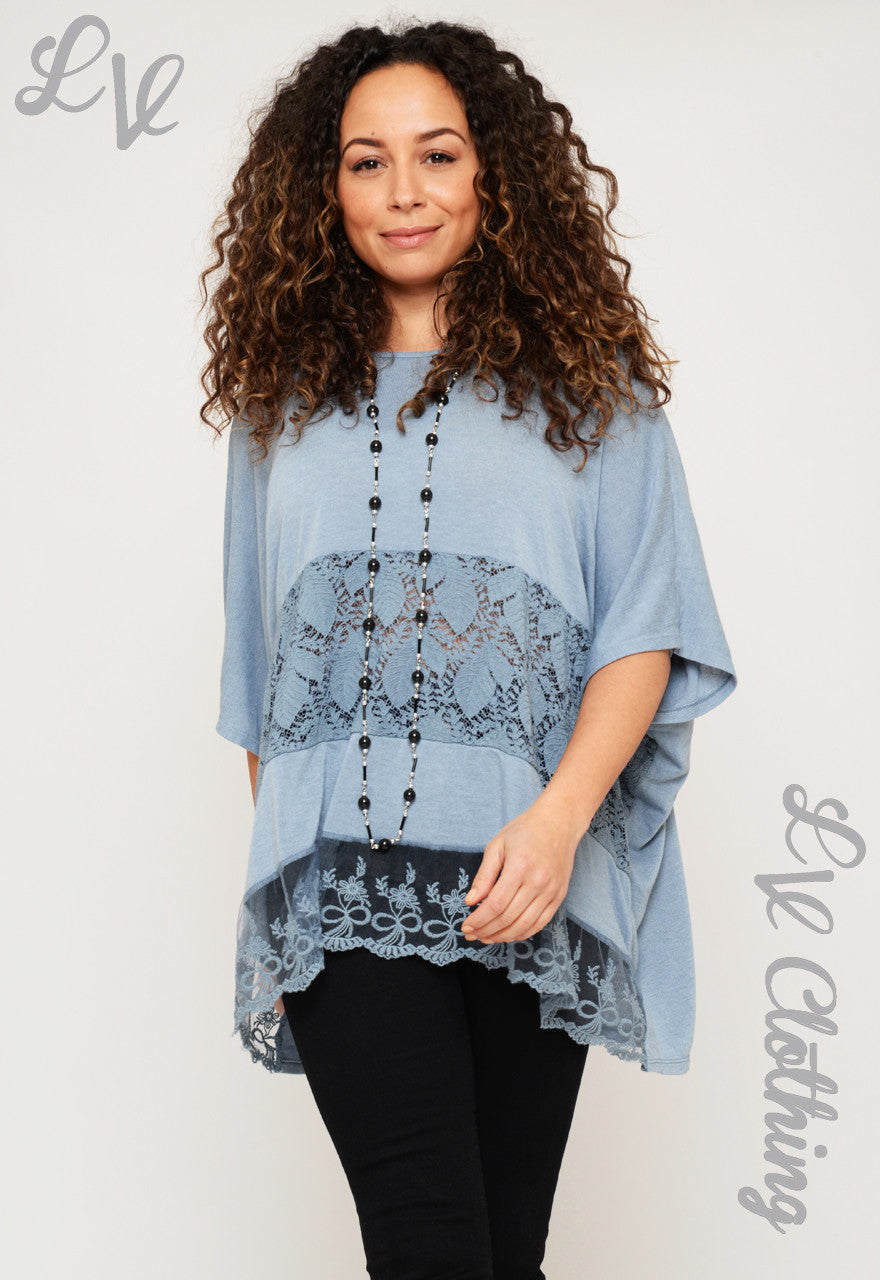 Ladies Lace Panel Jumper with Necklace £9.99