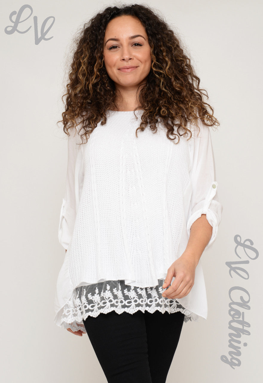 Ladies Crocheted Loose Knit Tie Back Top £10.99