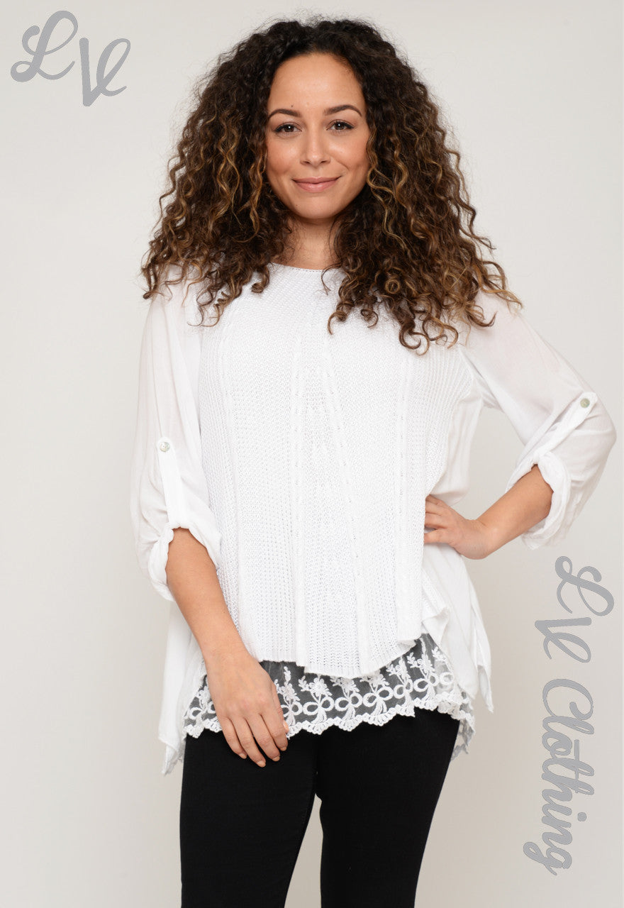 Ladies Crocheted Loose Knit Tie Back Top £10.99