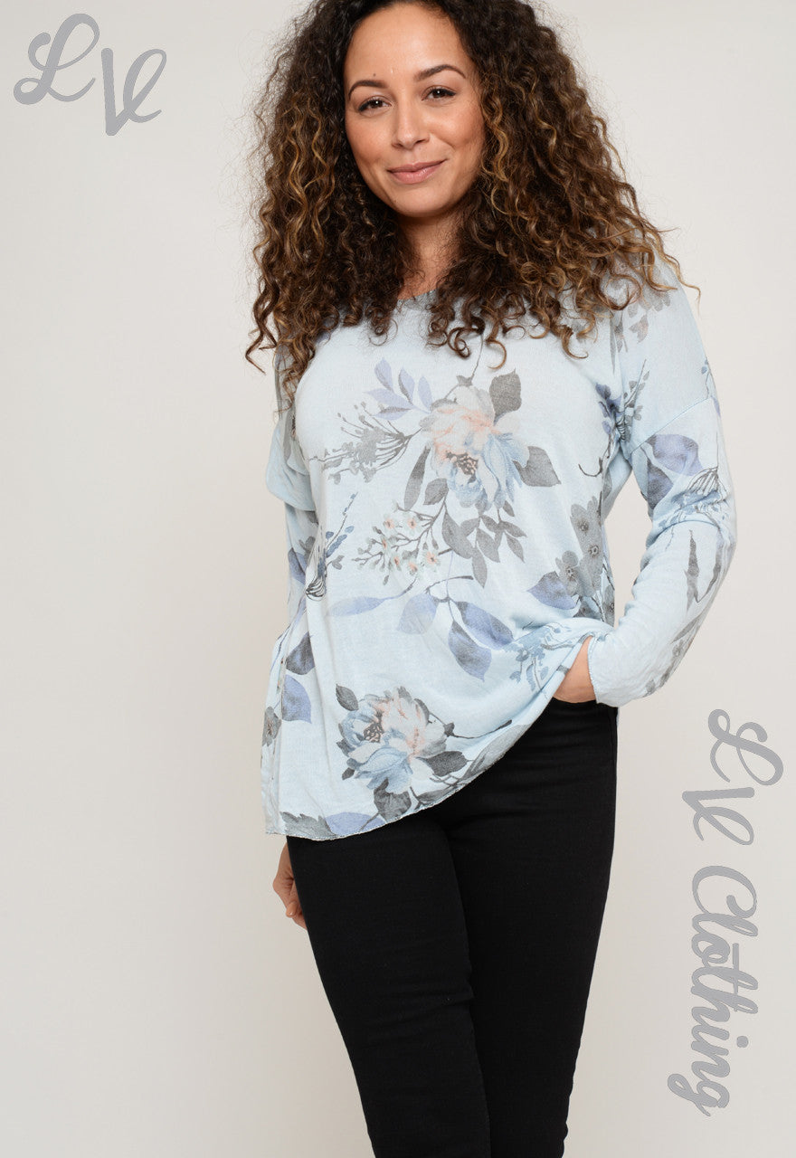 Ladies Floral Glitter Stitch Top with Scarf £9.99