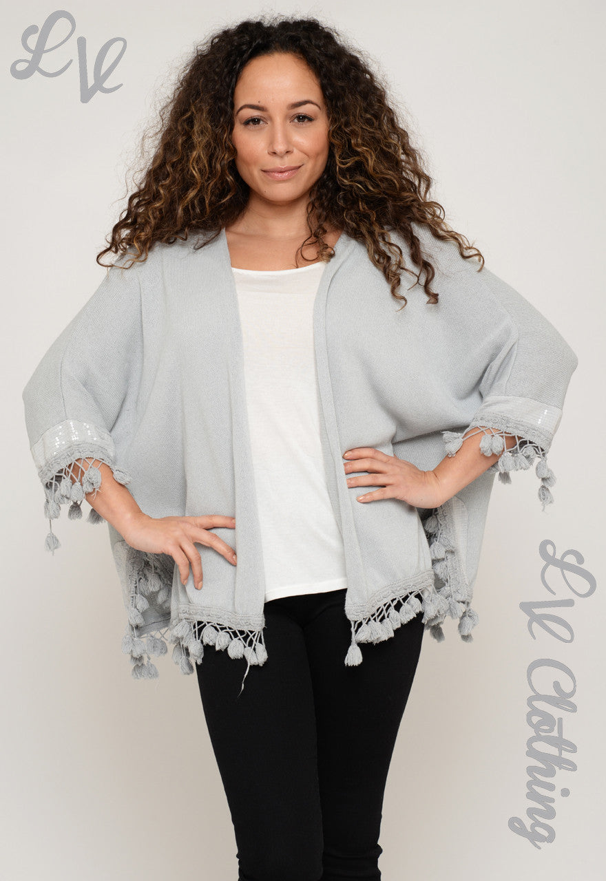 Ladies Knitted Pom Pom Cardigan £17.99