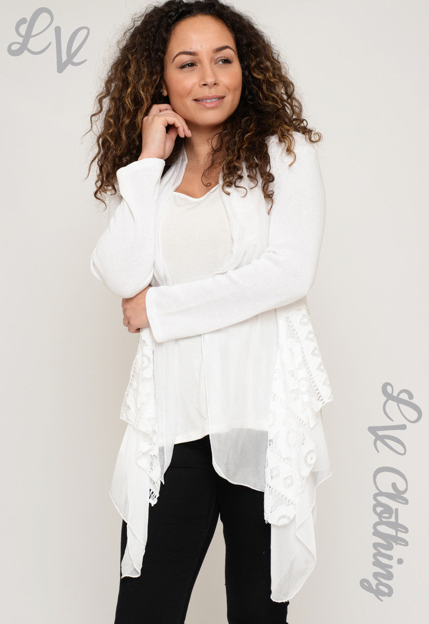 Ladies Sheer Lace Waterfall Cardigan £17.99