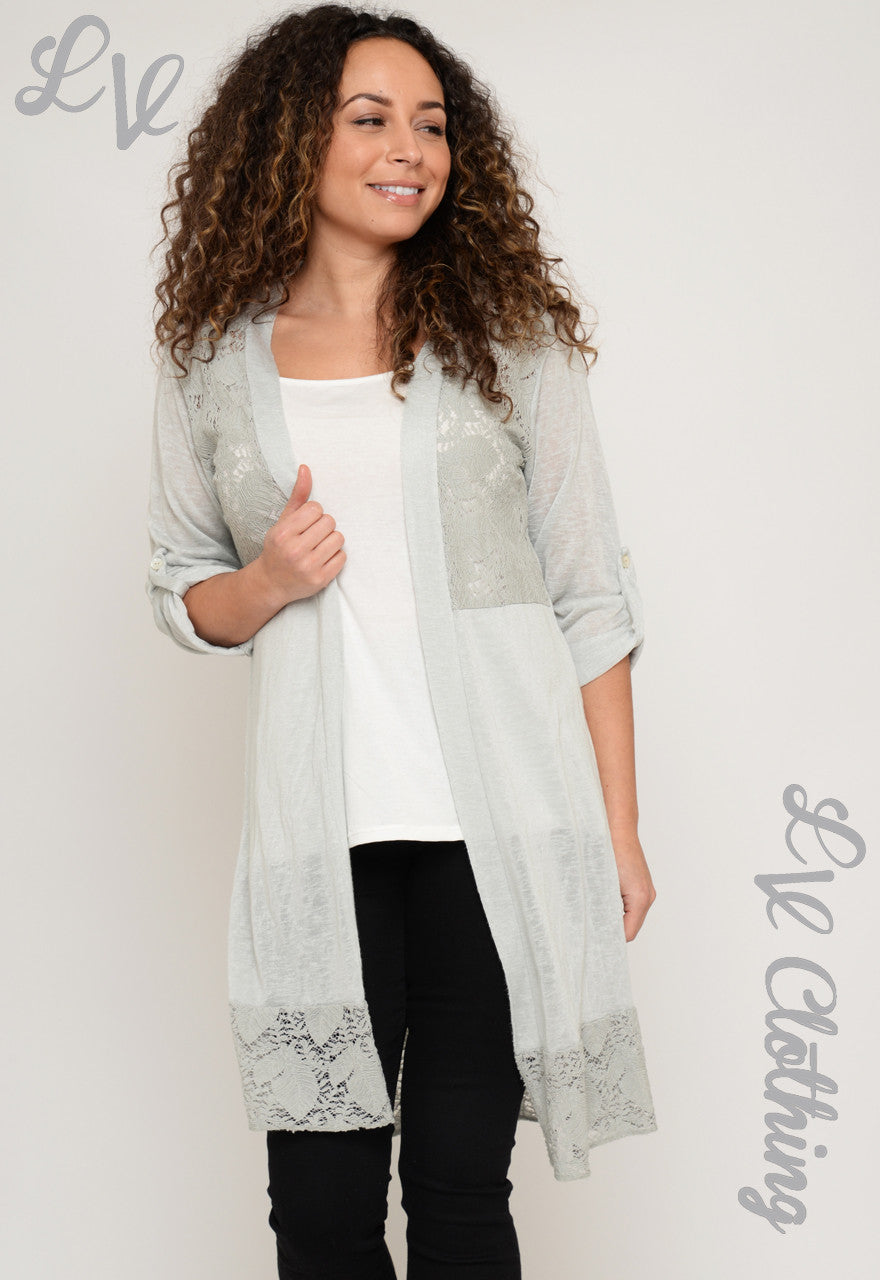 Ladies Lace Panel Open Front Cardigan £10.99