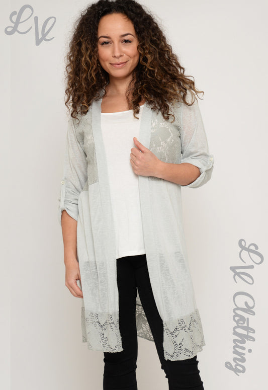 Ladies Lace Panel Open Front Cardigan £10.99