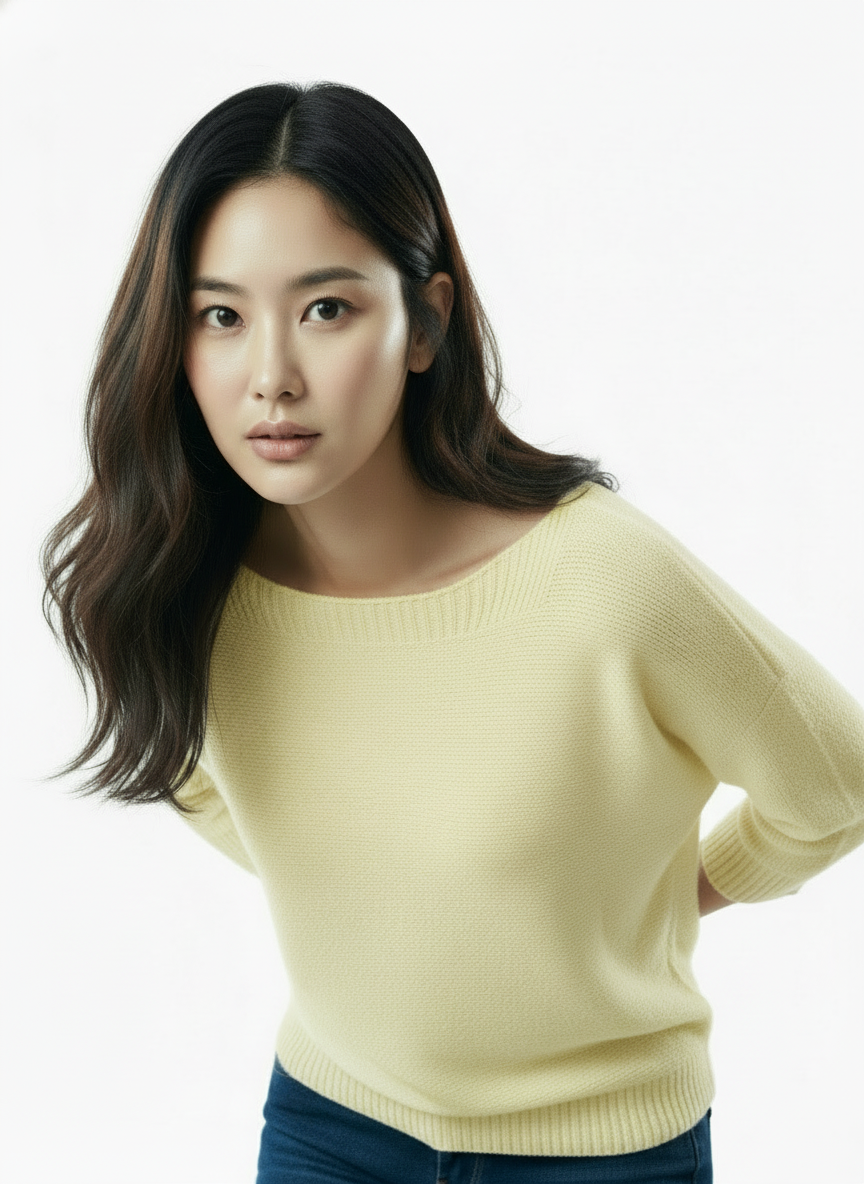 Knit Sweater with Floral Button Back Detail - Lemon