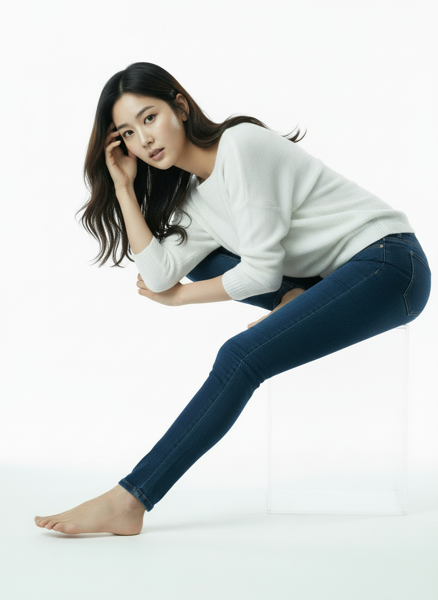 Knit Sweater with Floral Button Back Detail - White