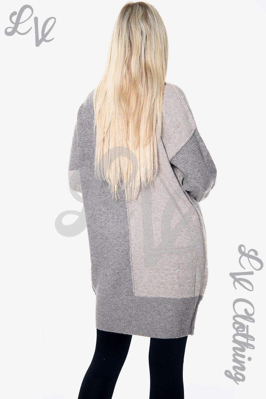 Ladies Colour Block Knitted Tunic Dress Brown Unit Price £20.99