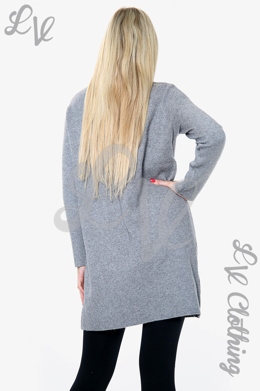 Dames gebreide jurk met zilveren studs en zoomdetails grijs - eenheidsprijs €25,99