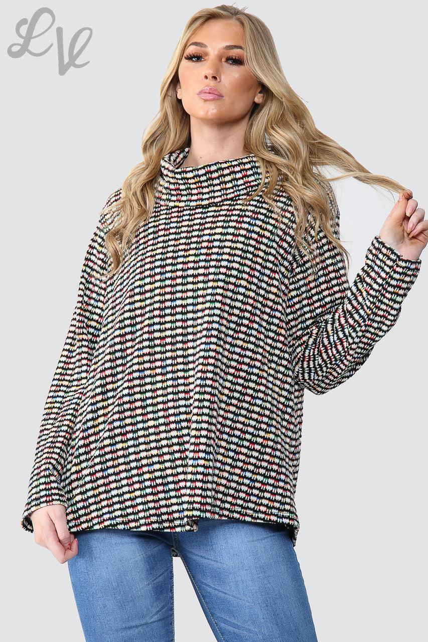 Dames Meerkleurige Gebreide Coltrui Top Wit - Stukprijs €12,99