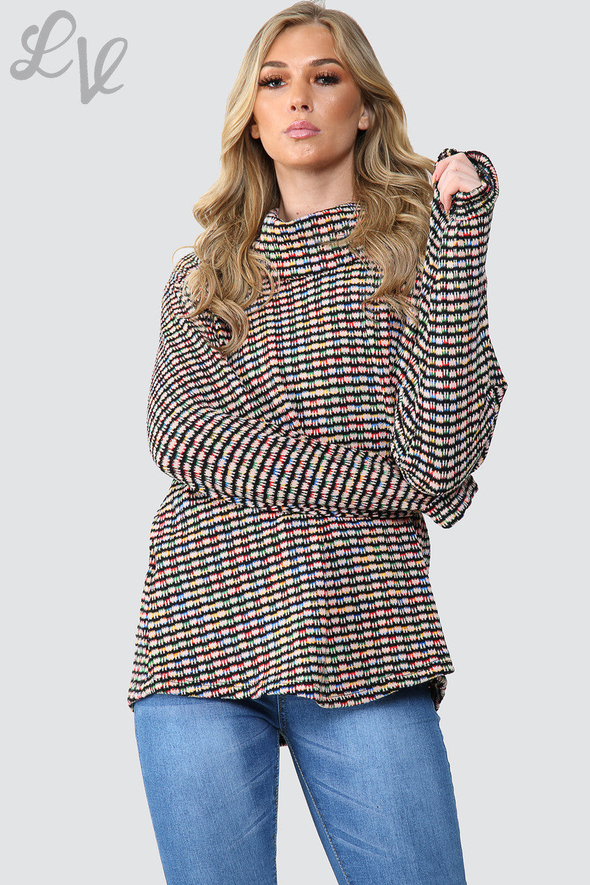 Ladies Multicoloured Knitted Cowl Neck Jumper Top Dusty Pink Unit Price £12.99