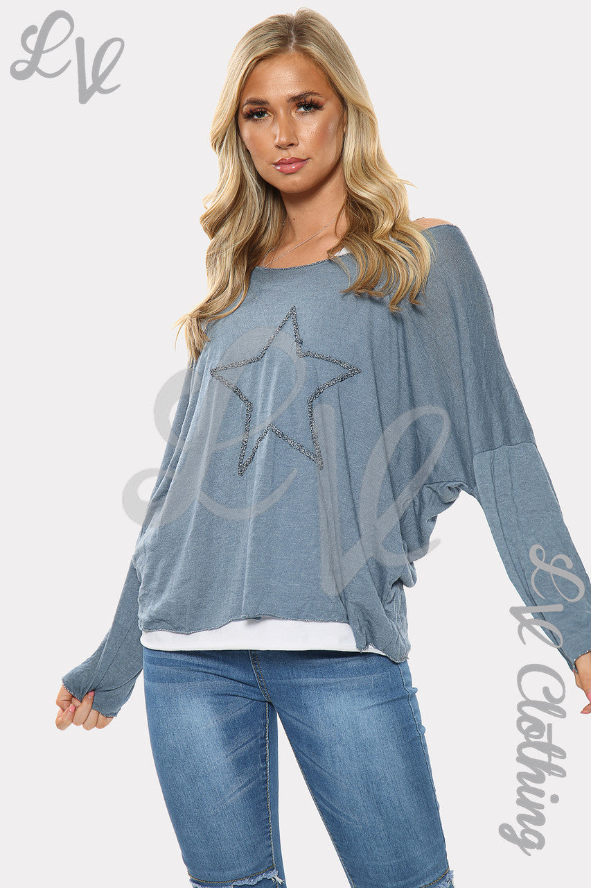 Ladies Star Print Two Layered Top Denim Unit Price £10.99