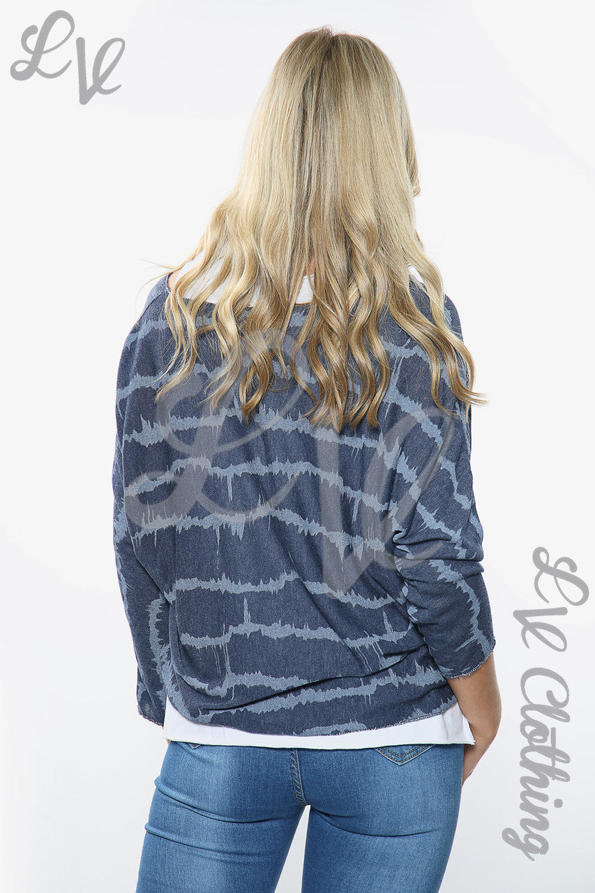 Dames Tie Dye Print Gelaagde Top Denim Stukprijs €10,99