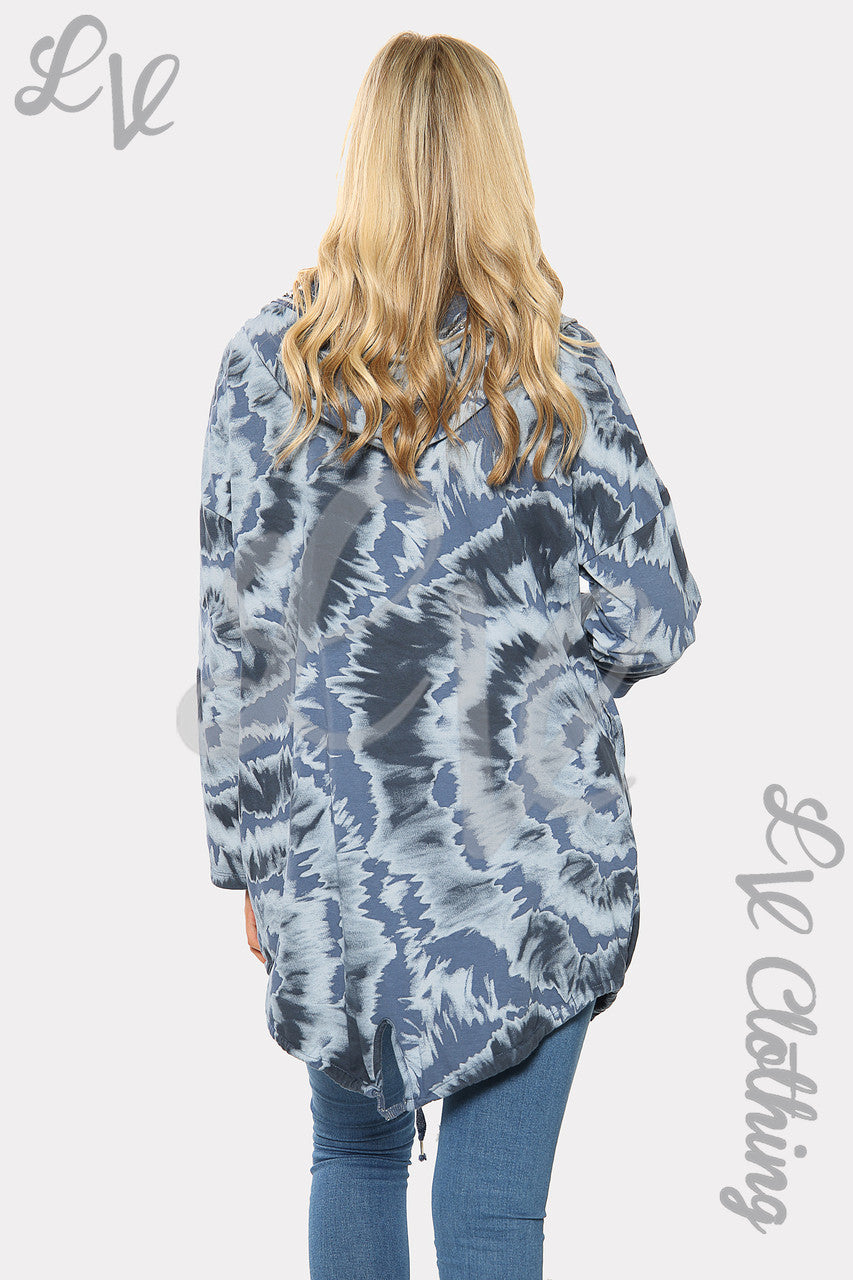 Ladies Tie Dye Print Oversize Hooded Cardigan Denim Unit Price £19.99