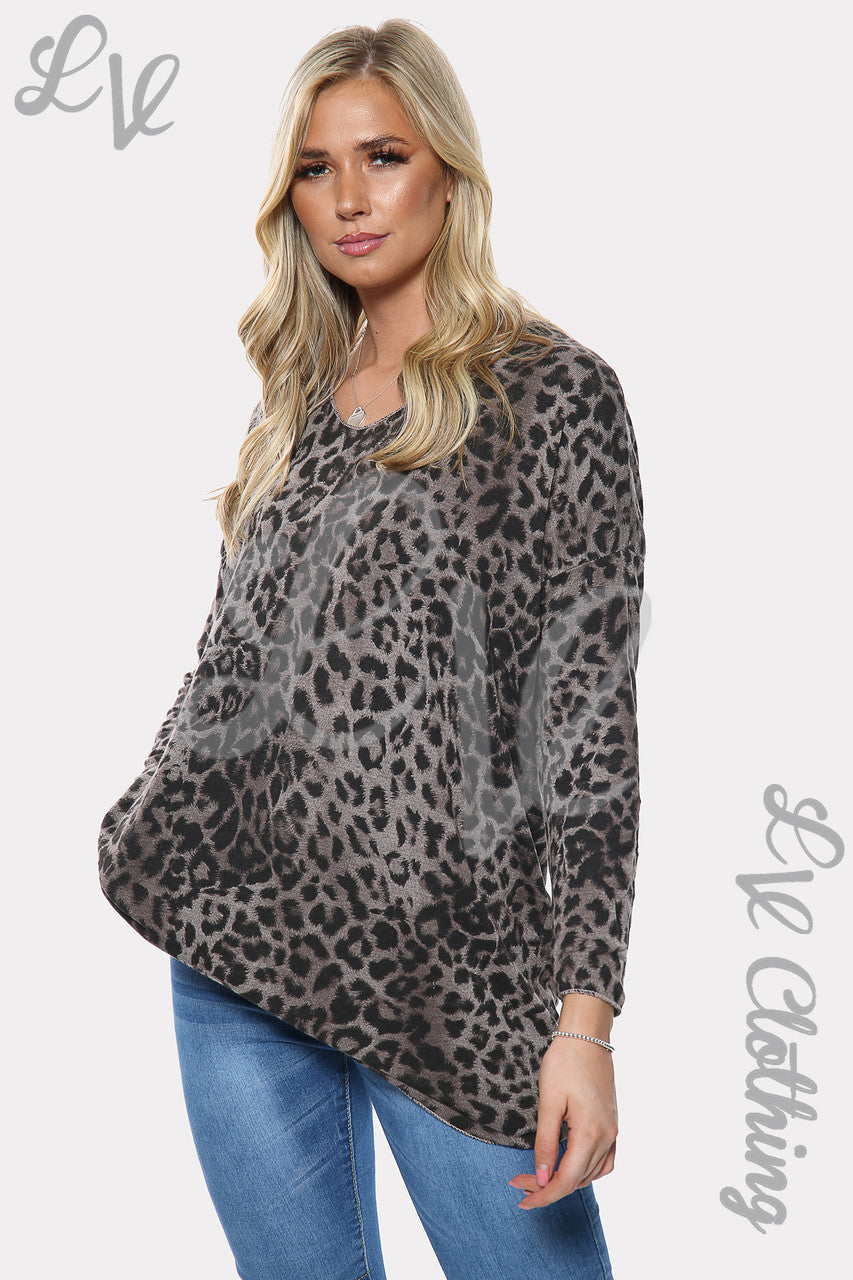 Dames Top Luipaardprint Taupe Stukprijs € 9,99