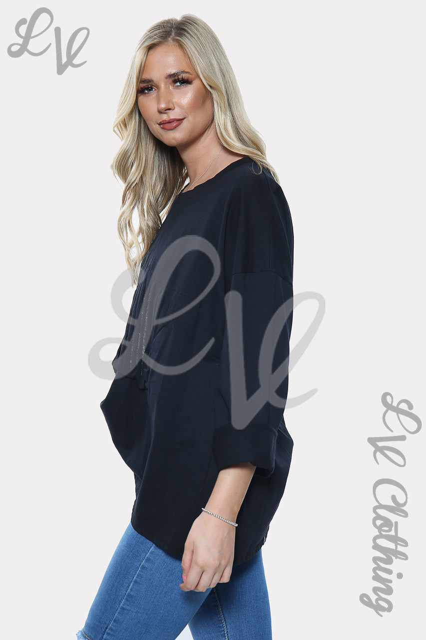 Ladies Silver Sequin Star Print Sweatshirt Top Black Unit Price £11.99