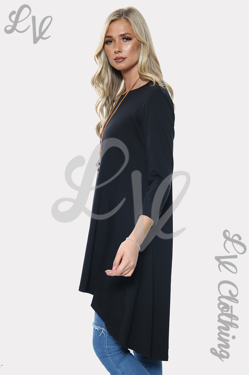 Dames Effen HI LO Oversized Halsketting Jurk Zwart Stukprijs €10,99