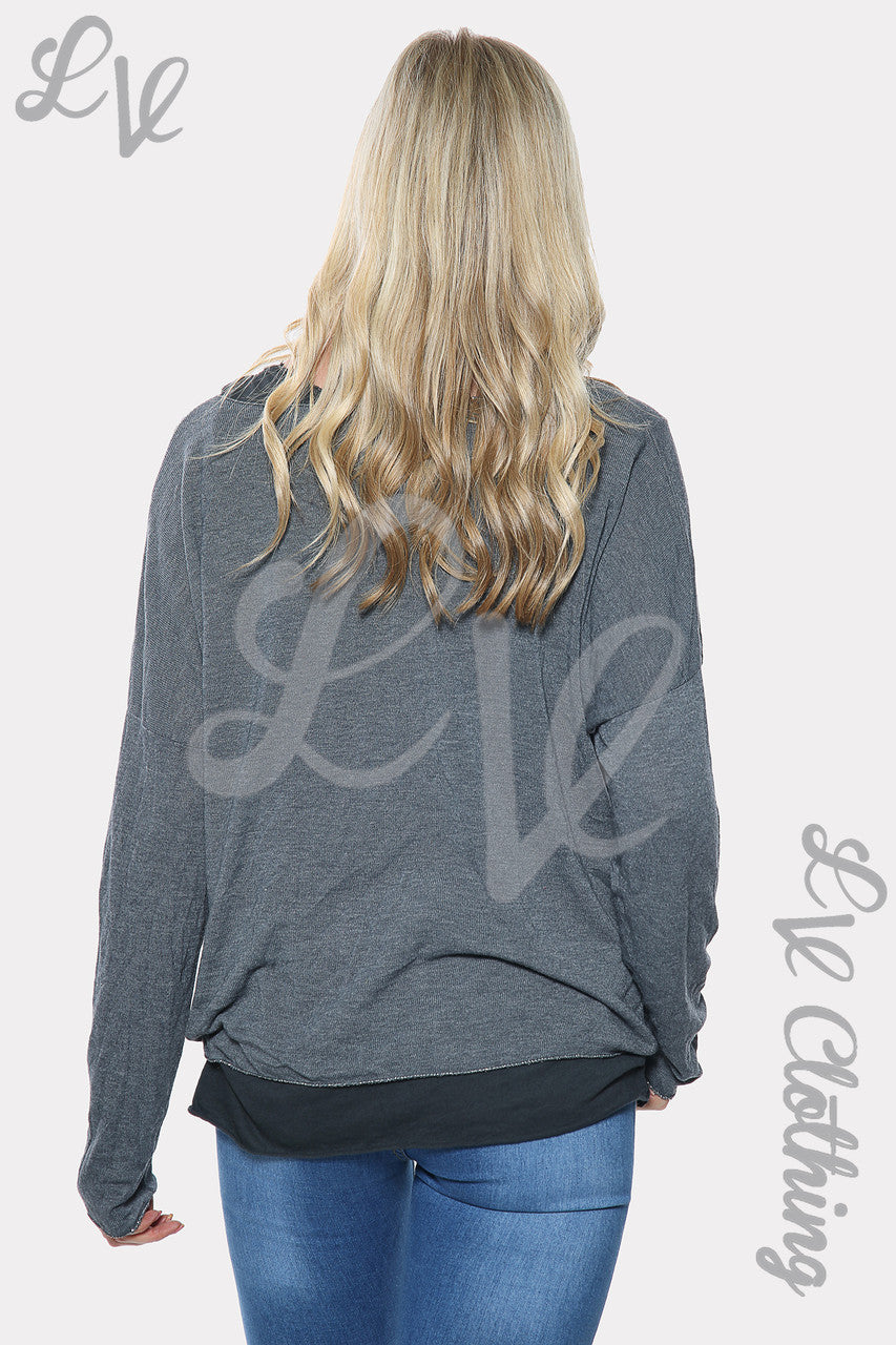 Ladies Rock & Roll Star Print Two Layered Top Grey Unit Price £10.99