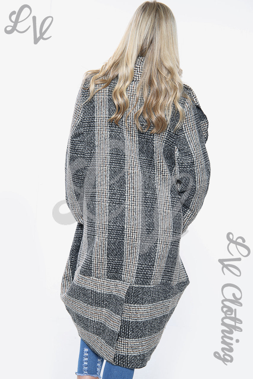 Dames Geruite Oversized Jasje Taupe Stukprijs € 25,99