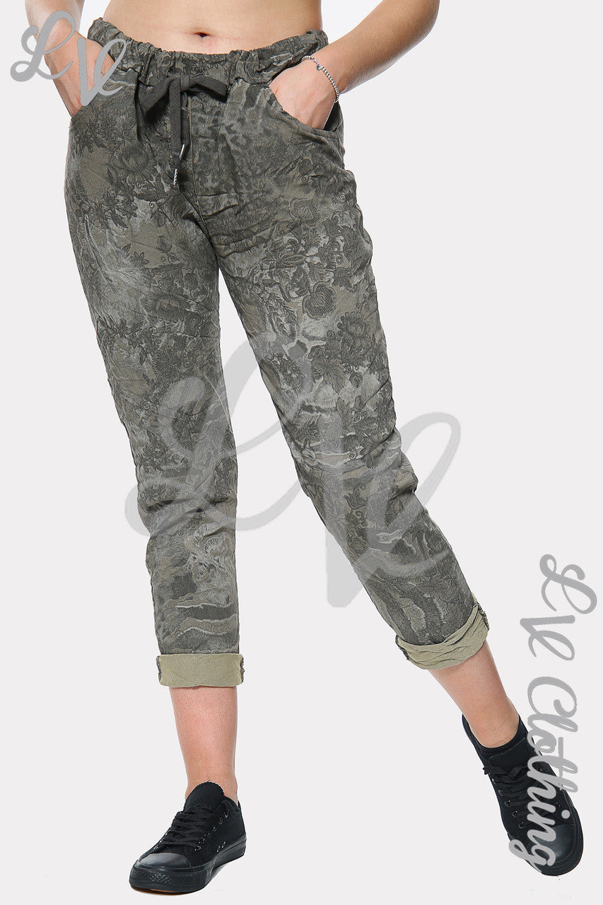 Ladies Floral Tie Dye Print Jogger Pant Taupe Unit Price £10.99