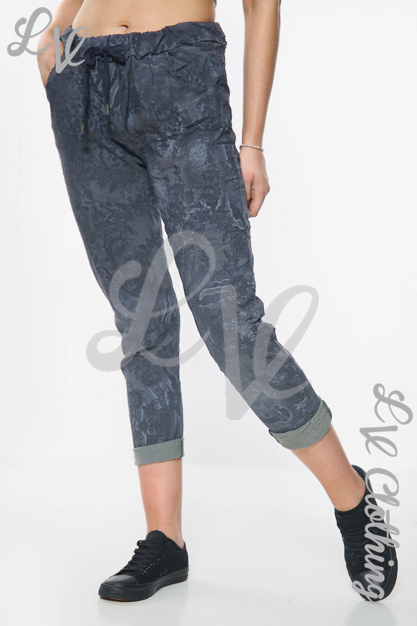 Dames Floral Tie Dye Print Joggingbroek Denim Stukprijs WAS €10,99 NU €4,99