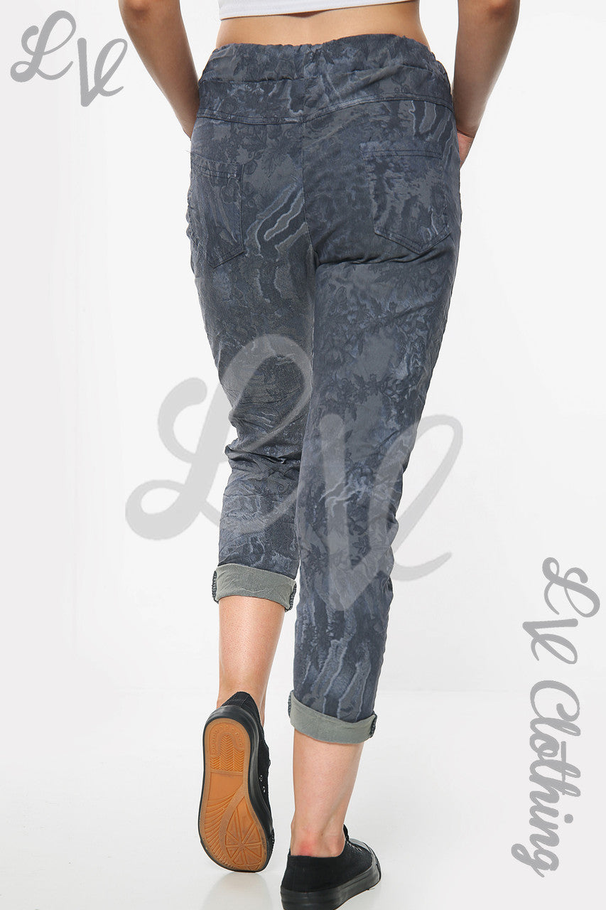 Dames Floral Tie Dye Print Joggingbroek Denim Stukprijs WAS €10,99 NU €4,99