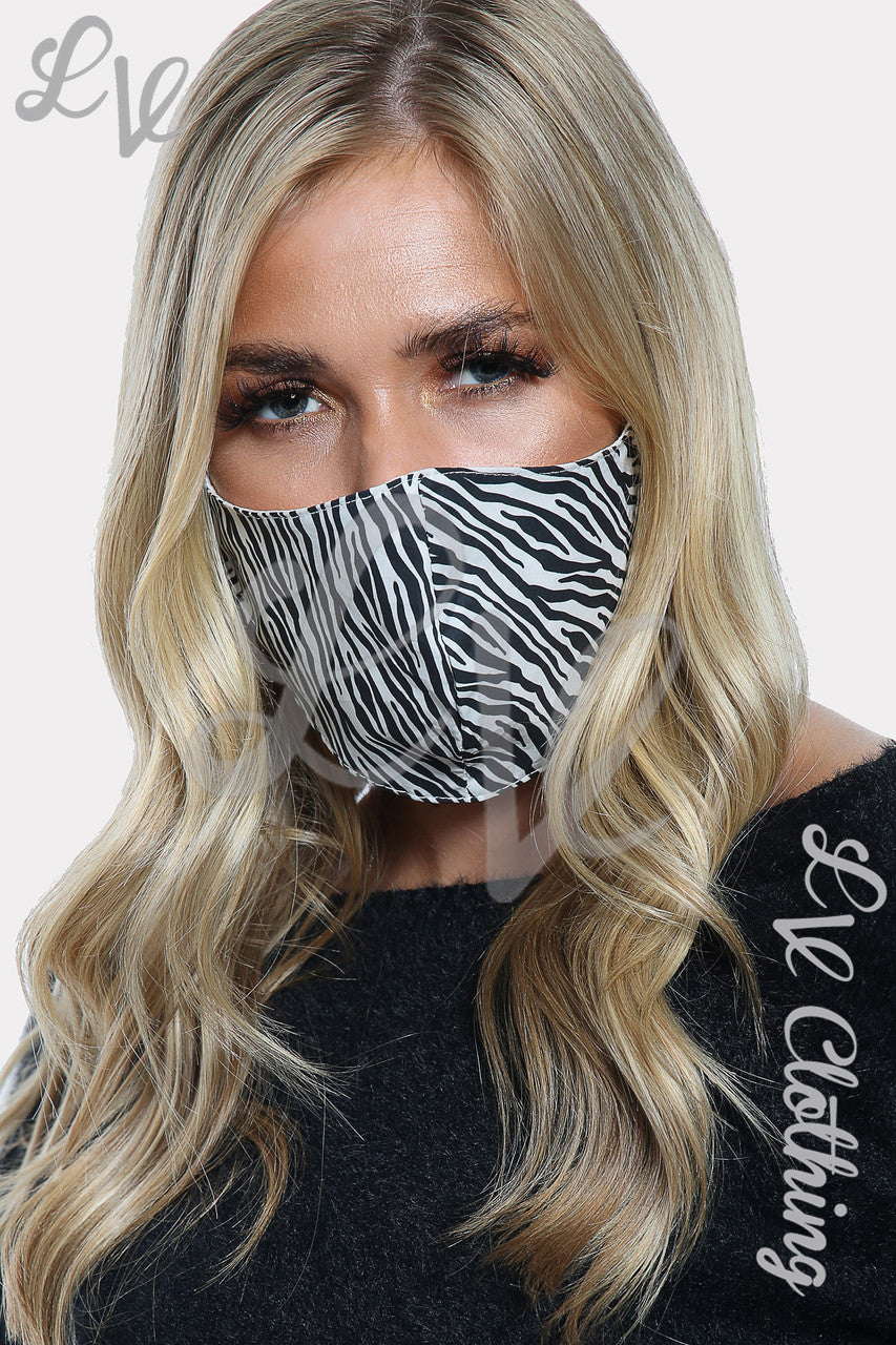Dames Zebra Dierenprint Gezichtsmasker Wit - Eenheidsprijs €2,99