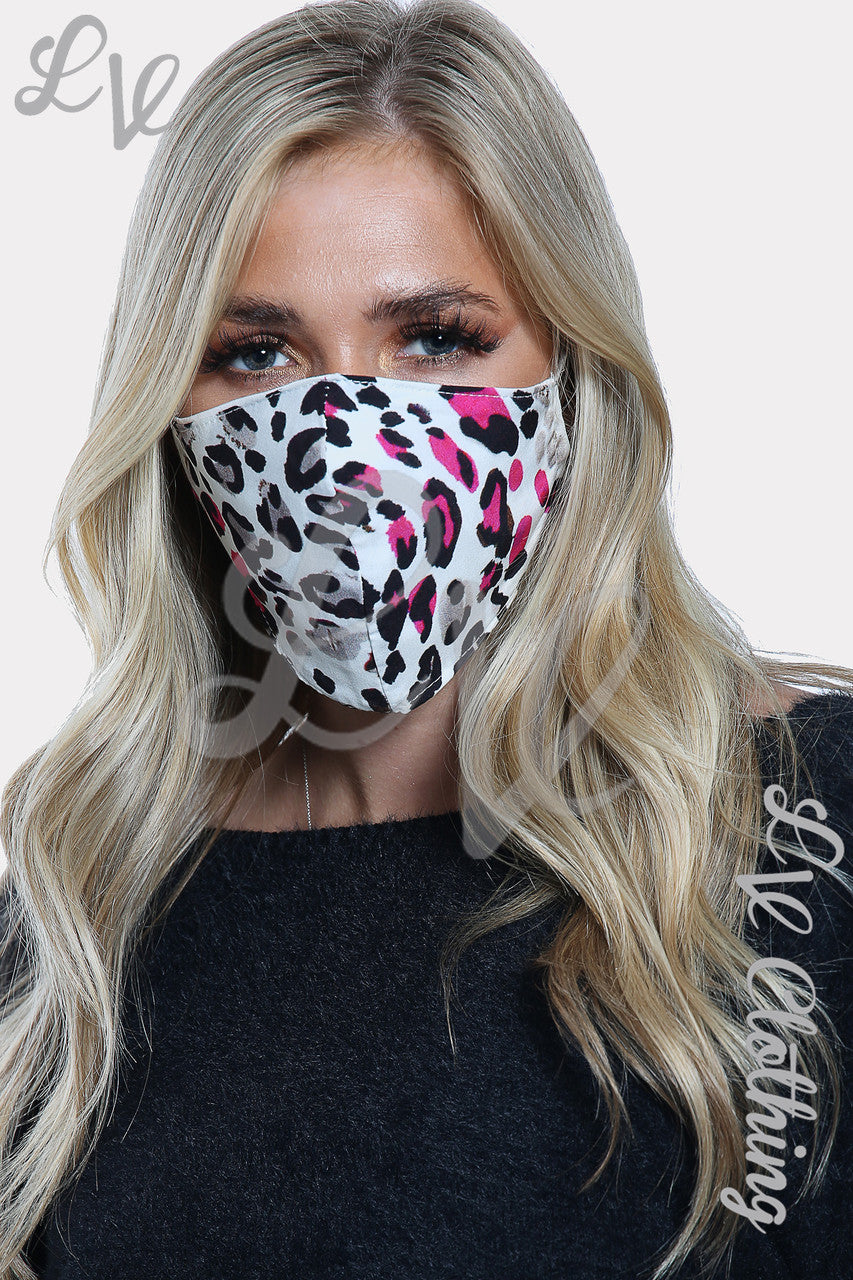 Dames Leopardenprint Dieren Gezichtsmasker Wit - Stukprijs € 2,99
