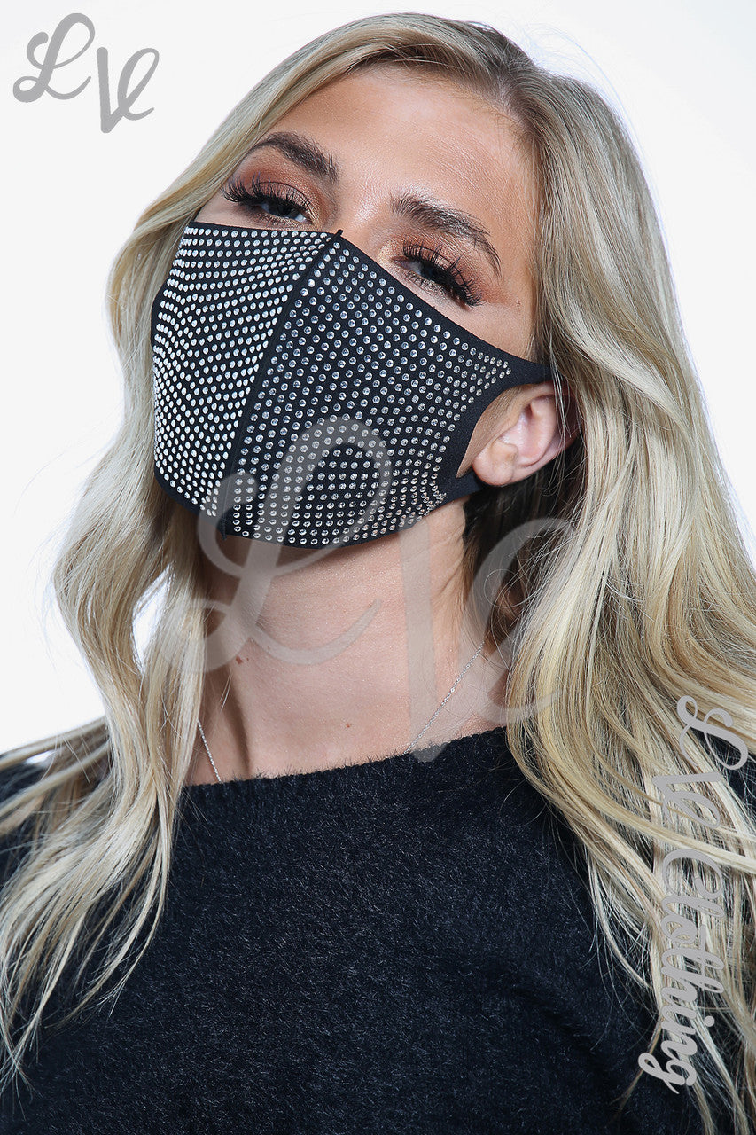 Dames Zilveren Diamante Gezichtsmasker Zwart - Prijs per stuk €3,99