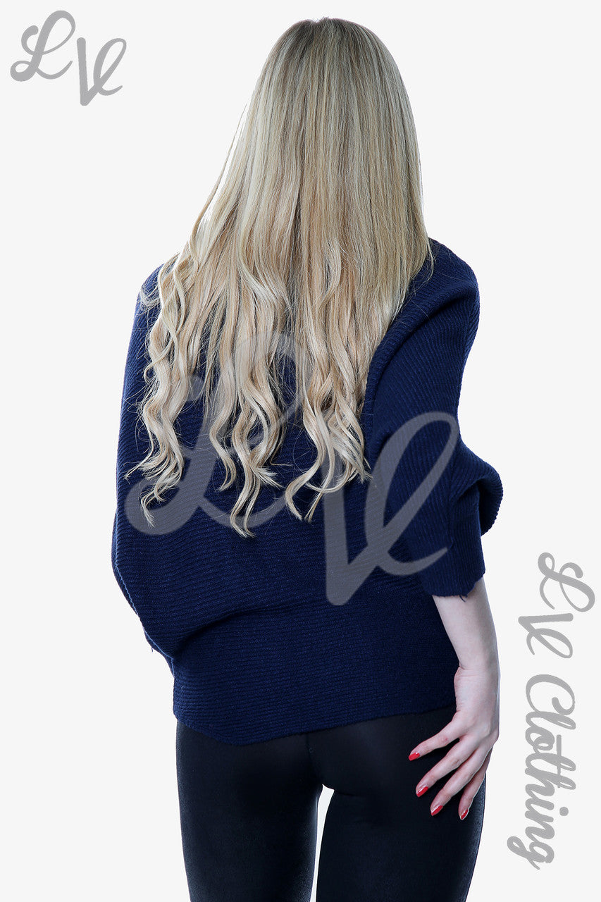 Ladies Knitted Batwing Sleeve Style Jumper Navy Unit Price £14.99