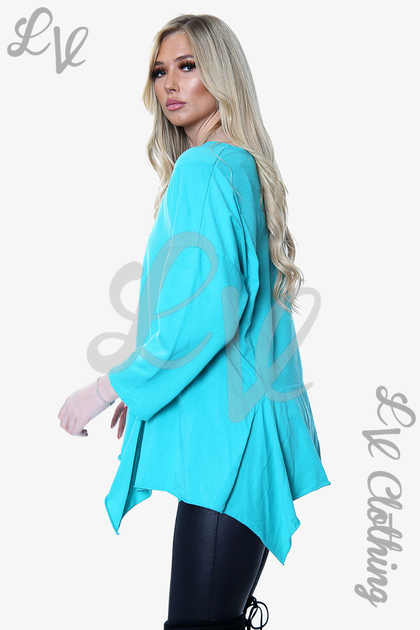 Dames Rib Top Teal - Stukprijs €6,99