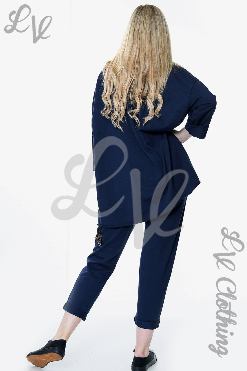 Dames Pailletten Ster 2-delige Co-ord Set Marine Prijs per stuk € 18,99