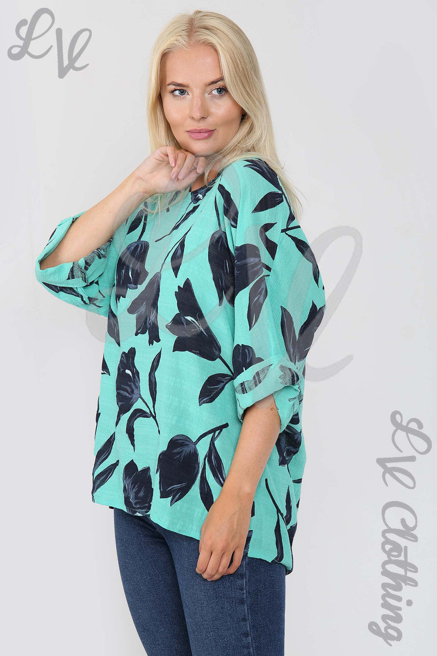 Ladies Tulip Flower Print Top Tiffany - Unit Price £9.99