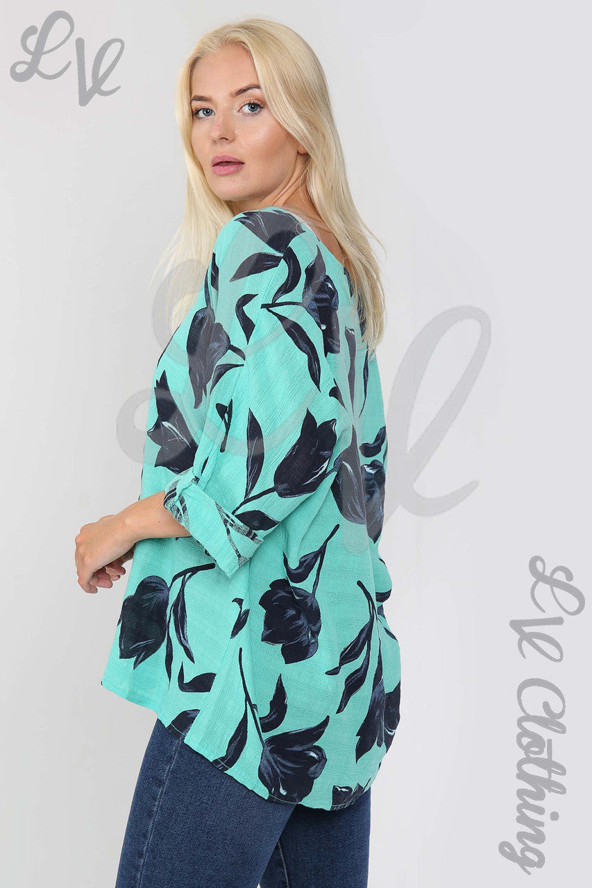 Ladies Tulip Flower Print Top Tiffany - Unit Price £9.99