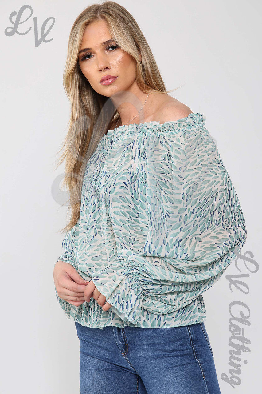 Ladies Printed Frill Hem & Sleeve Blouse Tiffany - Unit Price £14.99