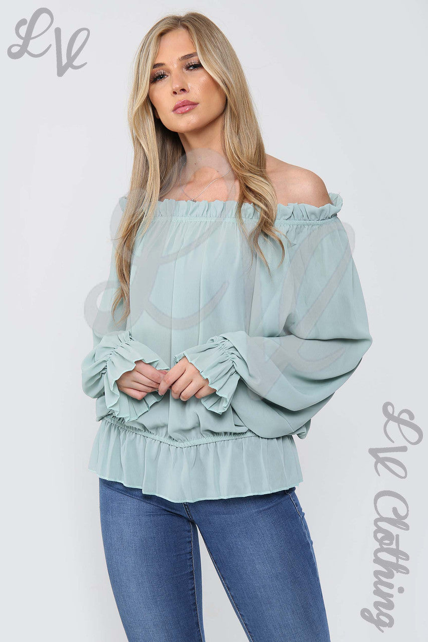 Ladies Frill Hem & Sleeve Blouse Tiffany - Unit Price Was £11.99