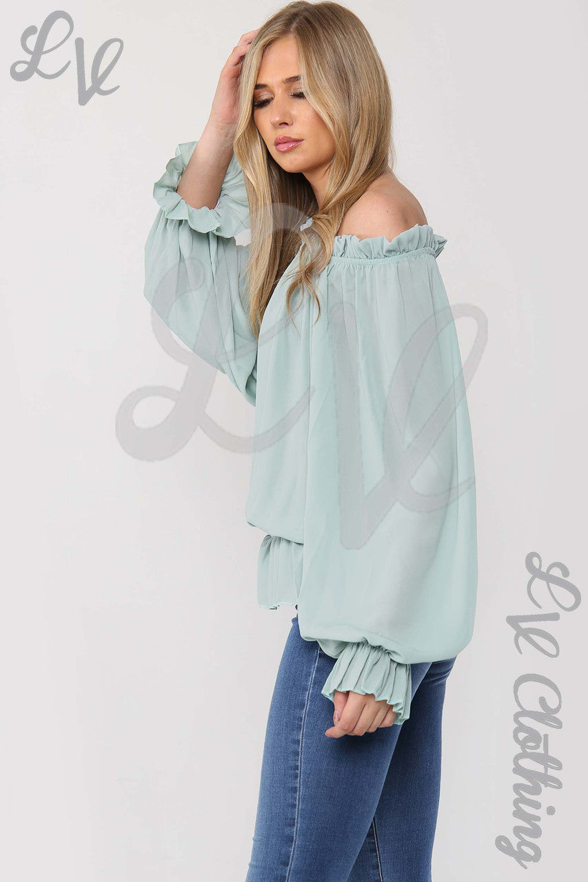 Ladies Frill Hem & Sleeve Blouse Tiffany - Unit Price Was £11.99
